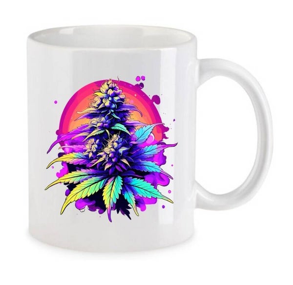 Tasse Weed Cannabis Psychodelic Weiß mit Druck (Siehe Foto) TFBW775