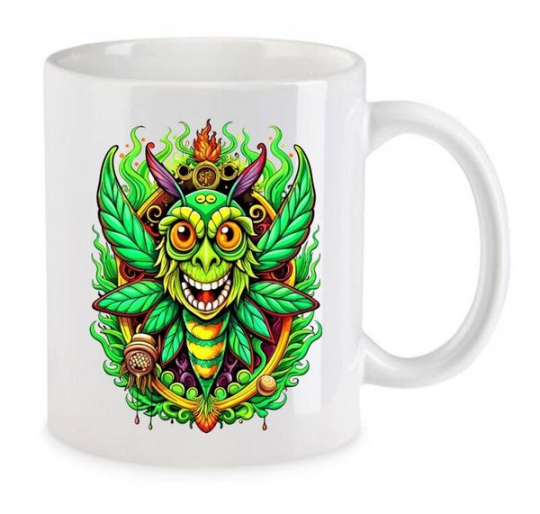 Tasse Weed Cannabis Psychodelic Weiß mit Druck (Siehe Foto) TFBW777