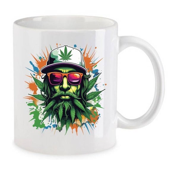 Tasse Weed Cannabis Psychodelic Weiß mit Druck (Siehe Foto) TFBW778