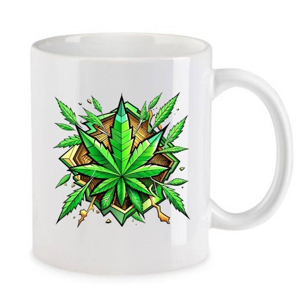 Tasse Weed Cannabis Psychodelic Weiß mit Druck (Siehe Foto) TFBW779
