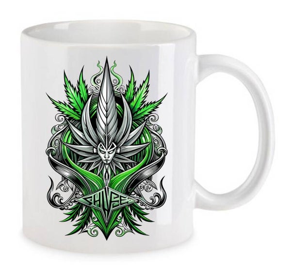 Tasse Weed Cannabis Psychodelic Weiß mit Druck (Siehe Foto) TFBW78