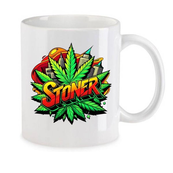 Tasse Weed Cannabis Psychodelic Weiß mit Druck (Siehe Foto) TFBW780
