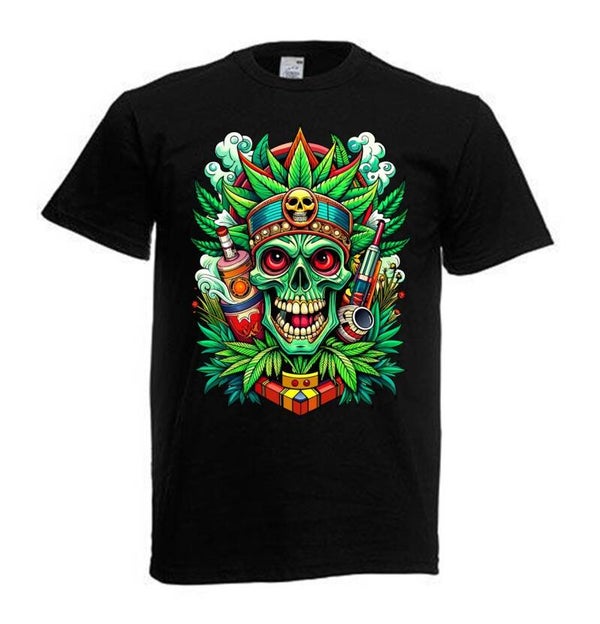 Tshirt Unisex mit Coolen Druck Weed Ganja Hanf Cannabis Psychedelic (Größe & Farbe auswählen) TSFBW781