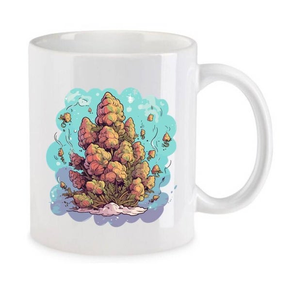 Tasse Weed Cannabis Psychodelic Weiß mit Druck (Siehe Foto) TFBW782