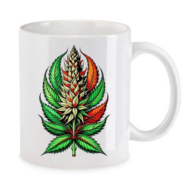 Tasse Weed Cannabis Psychodelic Weiß mit Druck (Siehe Foto) TFBW788