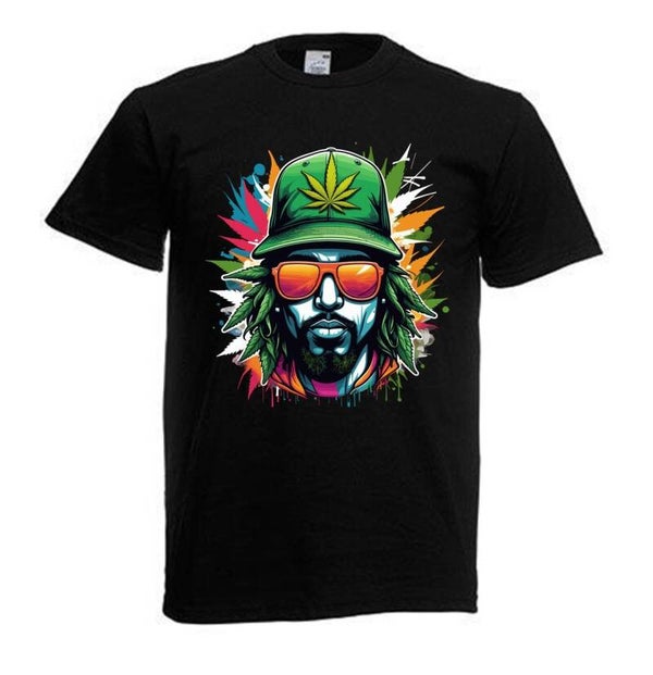Tshirt Unisex mit Coolen Druck Weed Ganja Hanf Cannabis Psychedelic (Größe & Farbe auswählen) TSFBW789