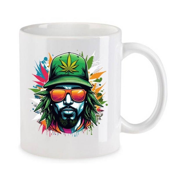 Tasse Weed Cannabis Psychodelic Weiß mit Druck (Siehe Foto) TFBW789