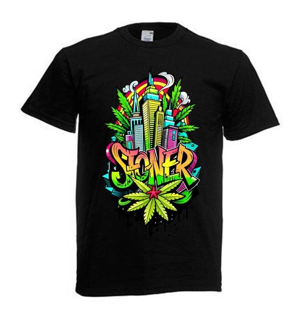 Tshirt Unisex mit Coolen Druck Weed Ganja Hanf Cannabis Psychedelic (Größe & Farbe auswählen) TSFBW792
