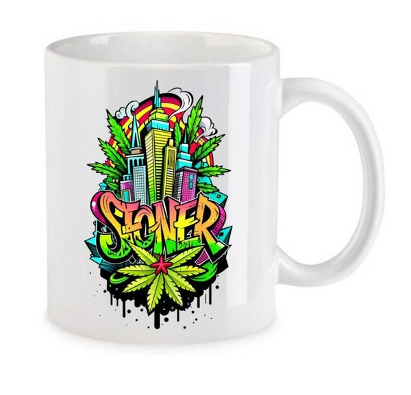 Tasse Weed Cannabis Psychodelic Weiß mit Druck (Siehe Foto) TFBW792