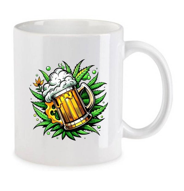 Tasse Weed Cannabis Psychodelic Weiß mit Druck (Siehe Foto) TFBW793