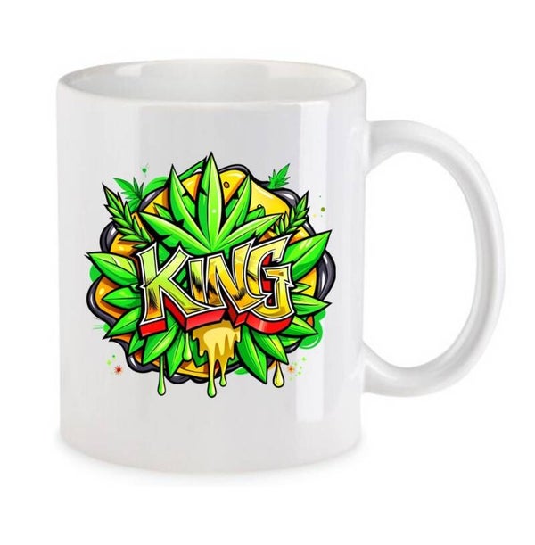 Tasse Weed Cannabis Psychodelic Weiß mit Druck (Siehe Foto) TFBW794