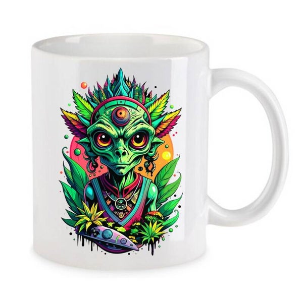 Tasse Weed Cannabis Psychodelic Weiß mit Druck (Siehe Foto) TFBW795