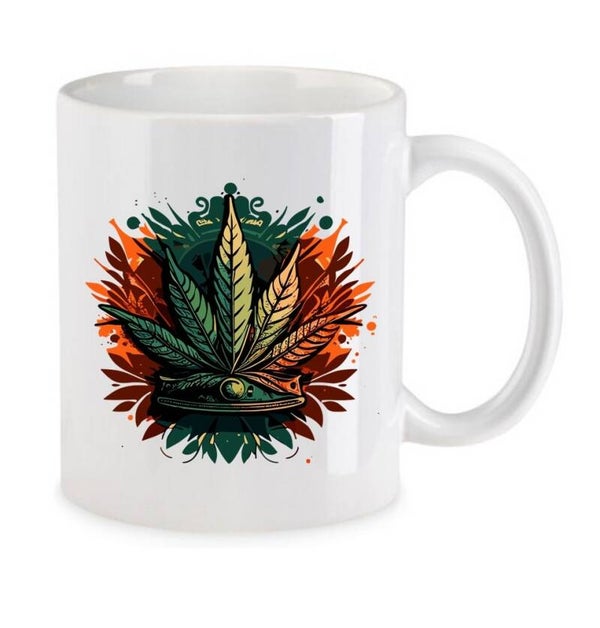 Tasse Weed Cannabis Psychodelic Weiß mit Druck (Siehe Foto) TFBW797