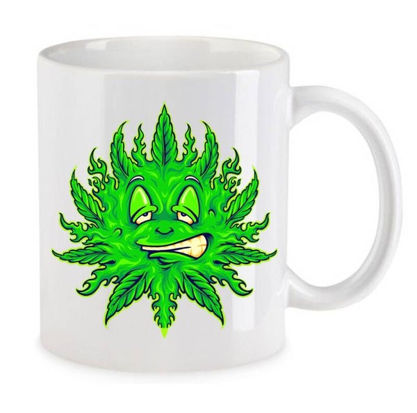 Tasse Weed Cannabis Psychodelic Weiß mit Druck (Siehe Foto) TFBW8