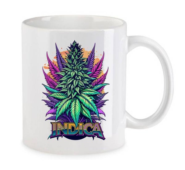 Tasse Weed Cannabis Psychodelic Weiß mit Druck (Siehe Foto) TFBW80