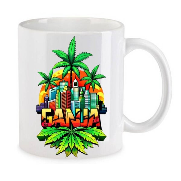 Tasse Weed Cannabis Psychodelic Weiß mit Druck (Siehe Foto) TFBW800