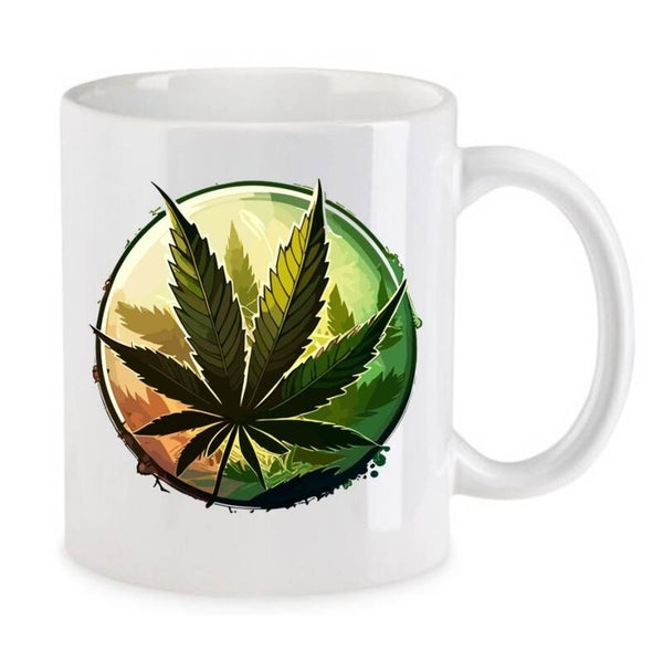 Tasse Weed Cannabis Psychodelic Weiß mit Druck (Siehe Foto) TFBW802