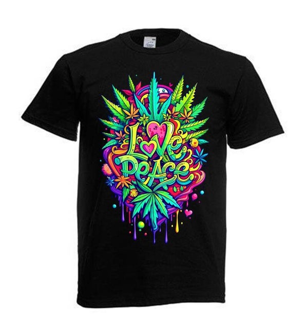 Tshirt Unisex mit Coolen Druck Weed Ganja Hanf Cannabis Psychedelic (Größe & Farbe auswählen) TSFBW803
