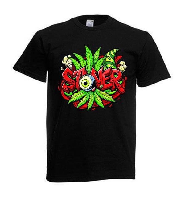 Tshirt Unisex mit Coolen Druck Weed Ganja Hanf Cannabis Psychedelic (Größe & Farbe auswählen) TSFBW804