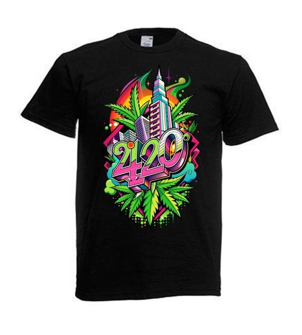 Tshirt Unisex mit Coolen Druck Weed Ganja Hanf Cannabis Psychedelic (Größe & Farbe auswählen) TSFBW805