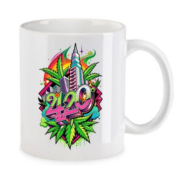 Tasse Weed Cannabis Psychodelic Weiß mit Druck (Siehe Foto) TFBW805