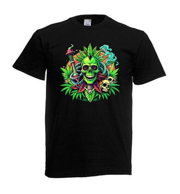 Tshirt Unisex mit Coolen Druck Weed Ganja Hanf Cannabis Psychedelic (Größe & Farbe auswählen) TSFBW806