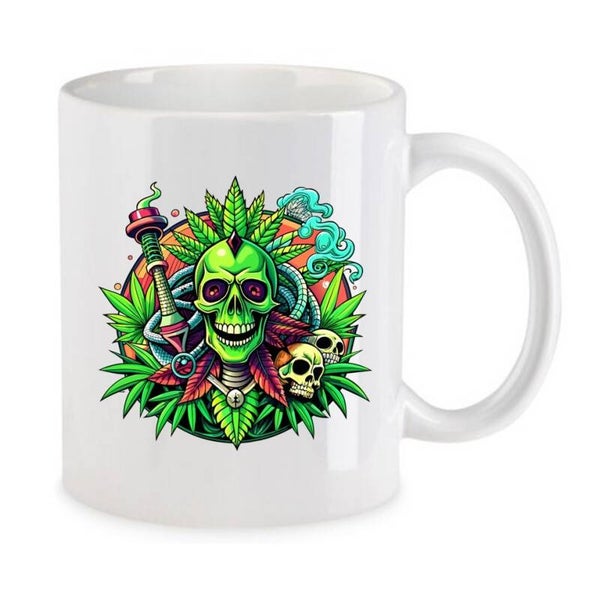 Tasse Weed Cannabis Psychodelic Weiß mit Druck (Siehe Foto) TFBW806
