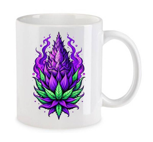 Tasse Weed Cannabis Psychodelic Weiß mit Druck (Siehe Foto) TFBW807