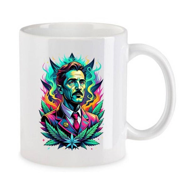 Tasse Weed Cannabis Psychodelic Weiß mit Druck (Siehe Foto) TFBW808