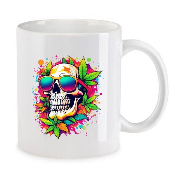 Tasse Weed Cannabis Psychodelic Weiß mit Druck (Siehe Foto) TFBW809