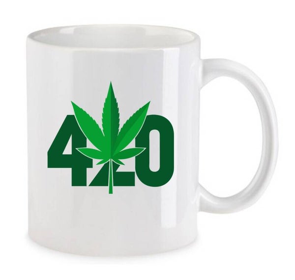 Tasse Weed Cannabis Psychodelic Weiß mit Druck (Siehe Foto) TFBW81
