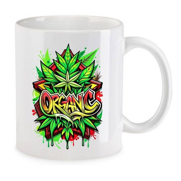 Tasse Weed Cannabis Psychodelic Weiß mit Druck (Siehe Foto) TFBW811