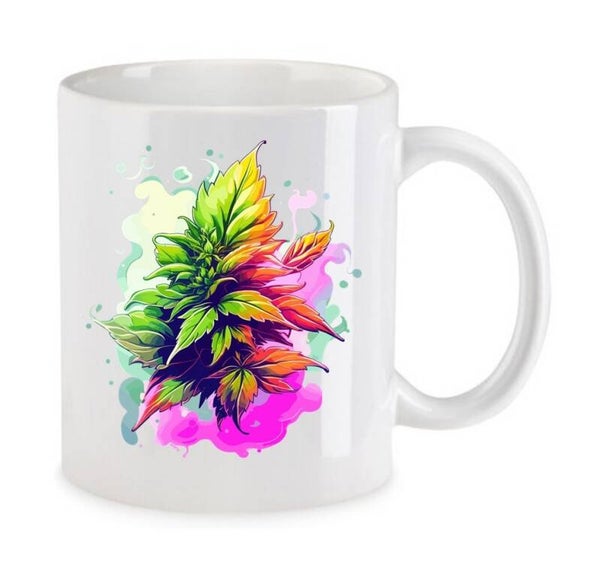 Tasse Weed Cannabis Psychodelic Weiß mit Druck (Siehe Foto) TFBW813
