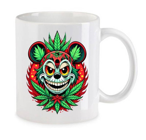 Tasse Weed Cannabis Psychodelic Weiß mit Druck (Siehe Foto) TFBW814