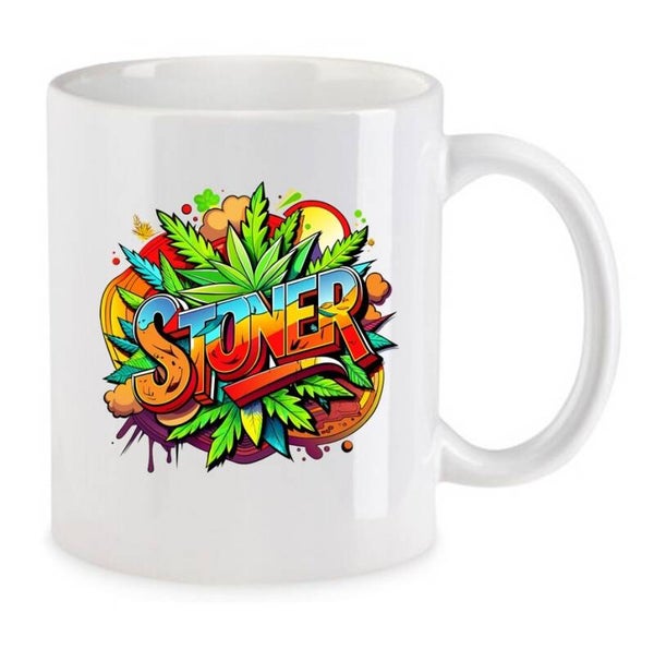 Tasse Weed Cannabis Psychodelic Weiß mit Druck (Siehe Foto) TFBW816