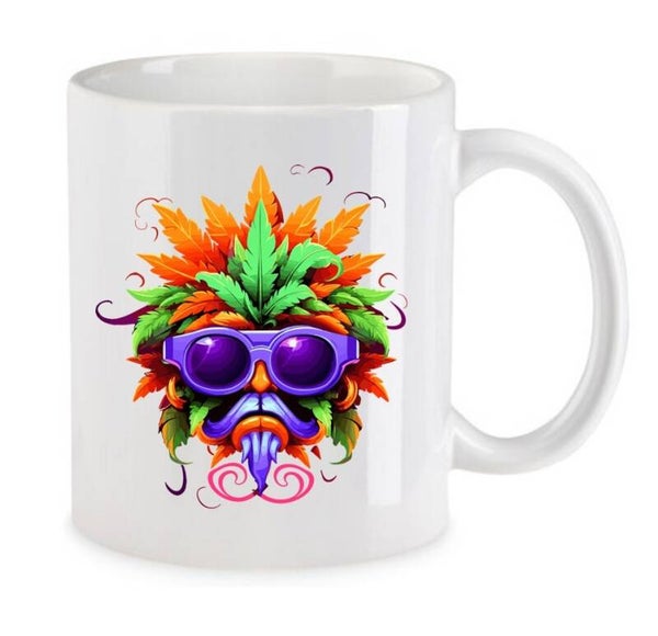 Tasse Weed Cannabis Psychodelic Weiß mit Druck (Siehe Foto) TFBW817