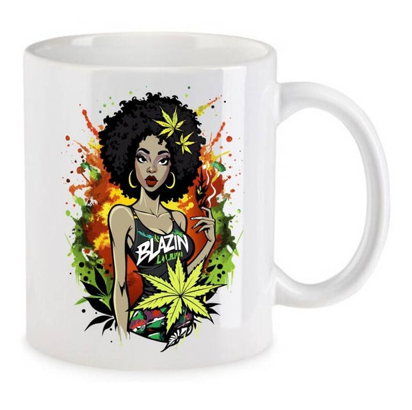 Tasse Weed Cannabis Psychodelic Weiß mit Druck (Siehe Foto) TFBW82