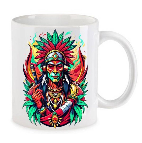 Tasse Weed Cannabis Psychodelic Weiß mit Druck (Siehe Foto) TFBW820