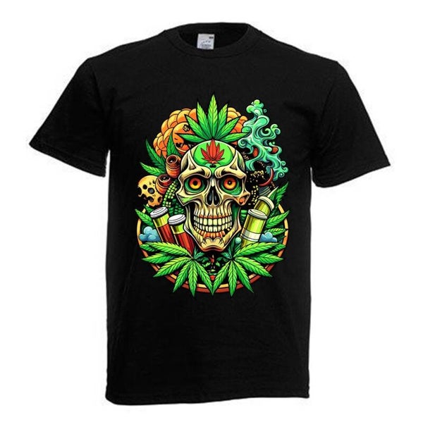 Tshirt Unisex mit Coolen Druck Weed Ganja Hanf Cannabis Psychedelic (Größe & Farbe auswählen) TSFBW821