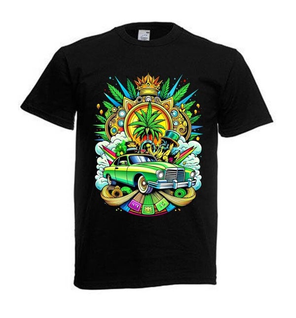 Tshirt Unisex mit Coolen Druck Weed Ganja Hanf Cannabis Psychedelic (Größe & Farbe auswählen) TSFBW822