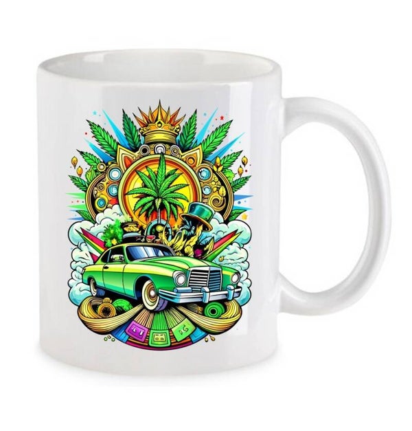Tasse Weed Cannabis Psychodelic Weiß mit Druck (Siehe Foto) TFBW822