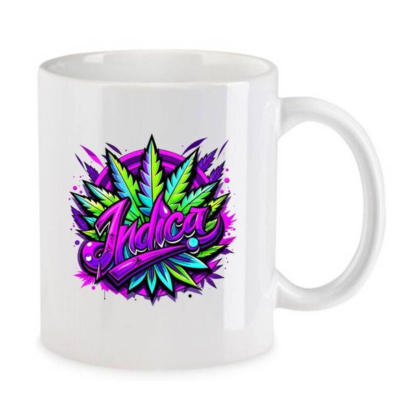 Tasse Weed Cannabis Psychodelic Weiß mit Druck (Siehe Foto) TFBW823