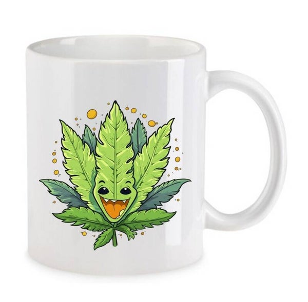 Tasse Weed Cannabis Psychodelic Weiß mit Druck (Siehe Foto) TFBW824