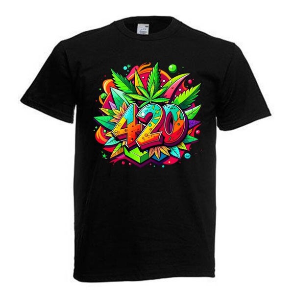 Tshirt Unisex mit Coolen Druck Weed Ganja Hanf Cannabis Psychedelic (Größe & Farbe auswählen) TSFBW825