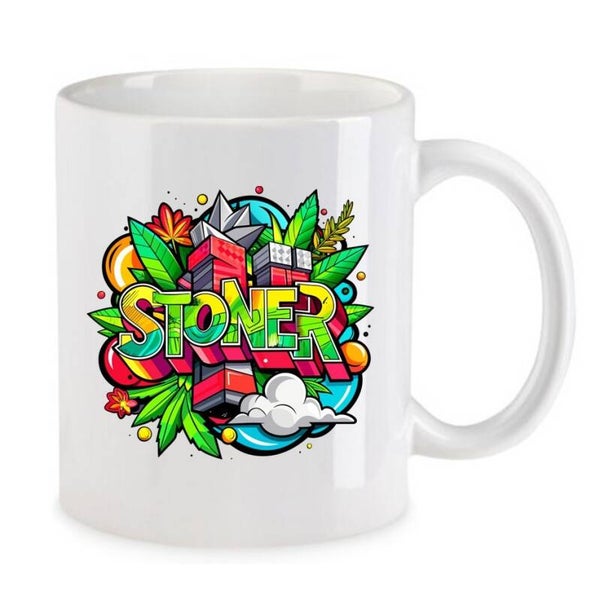 Tasse Weed Cannabis Psychodelic Weiß mit Druck (Siehe Foto) TFBW826