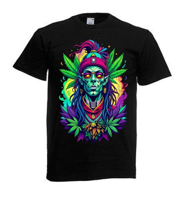 Tshirt Unisex mit Coolen Druck Weed Ganja Hanf Cannabis Psychedelic (Größe & Farbe auswählen) TSFBW827
