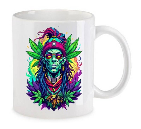 Tasse Weed Cannabis Psychodelic Weiß mit Druck (Siehe Foto) TFBW827