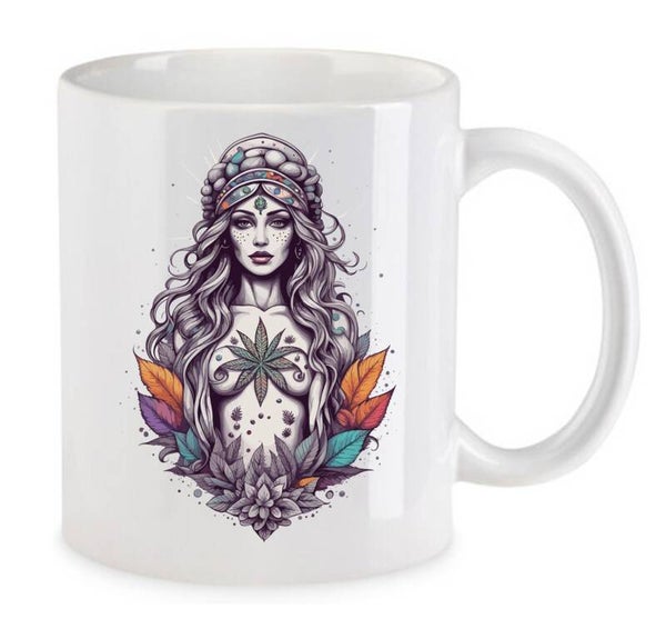 Tasse Weed Cannabis Psychodelic Weiß mit Druck (Siehe Foto) TFBW83