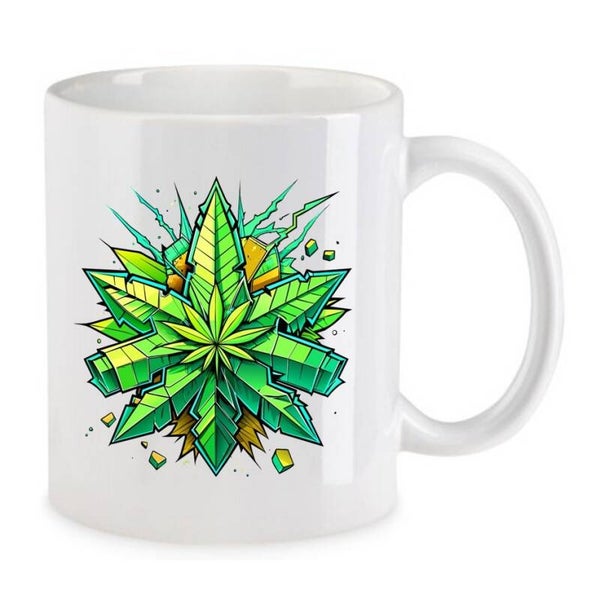 Tasse Weed Cannabis Psychodelic Weiß mit Druck (Siehe Foto) TFBW830