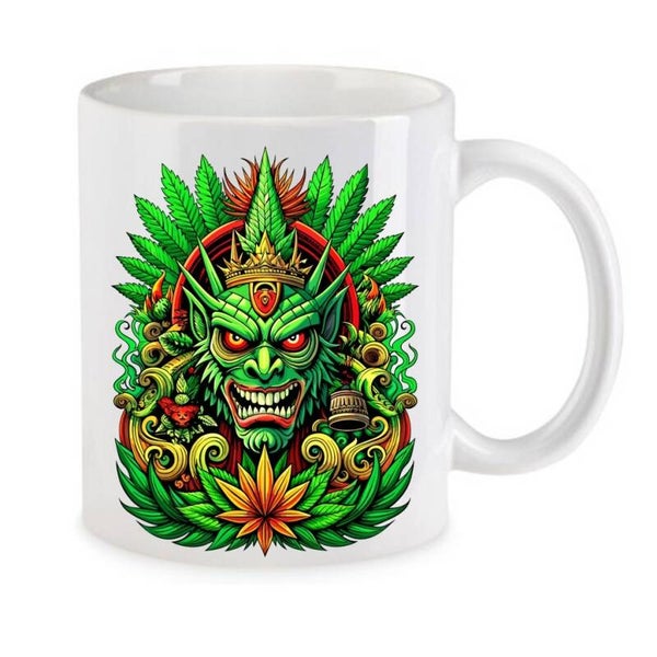 Tasse Weed Cannabis Psychodelic Weiß mit Druck (Siehe Foto) TFBW832